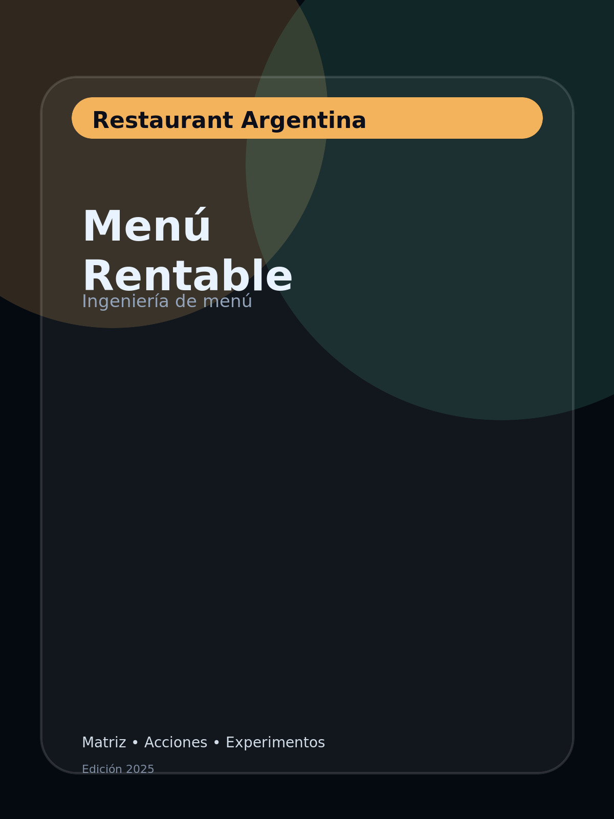 Portada: Kit de Menú Rentable (Ingeniería de Menú)