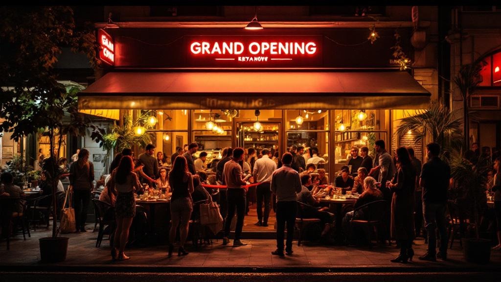 Noche de inauguración de un restaurante en Buenos Aires con invitados celebrando