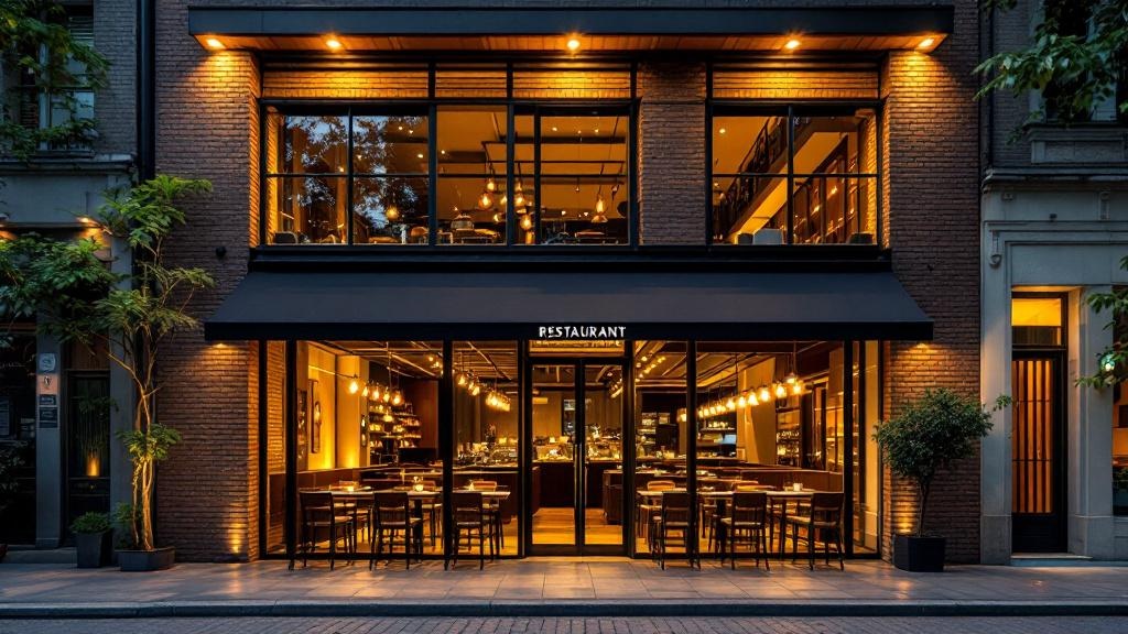 Fachada de restaurante moderno en Palermo