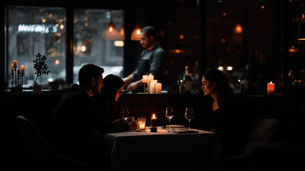 Pareja cenando en restaurante