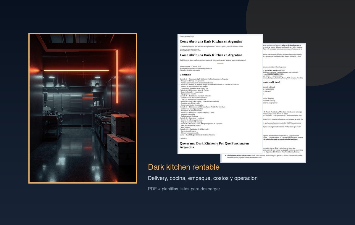 Mockup de la guia Dark Kitchen con paginas interiores