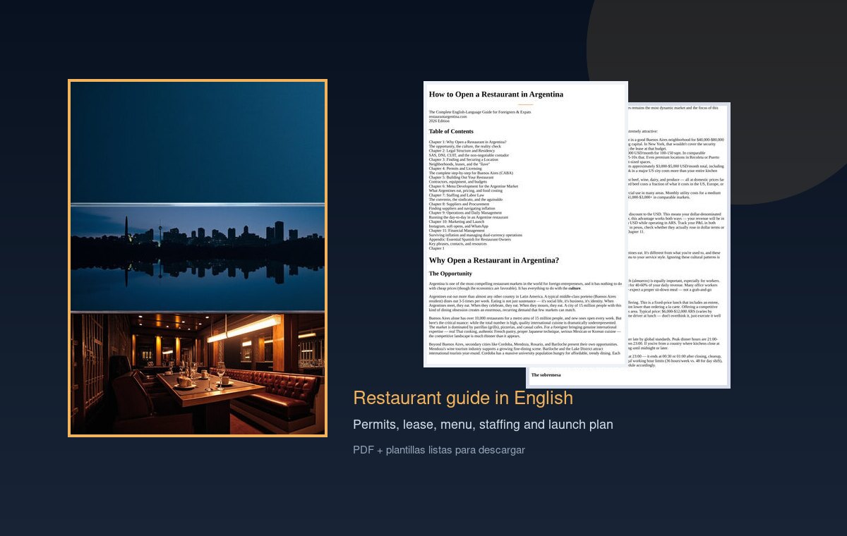Mockup of How to Open a Restaurant in Argentina in English