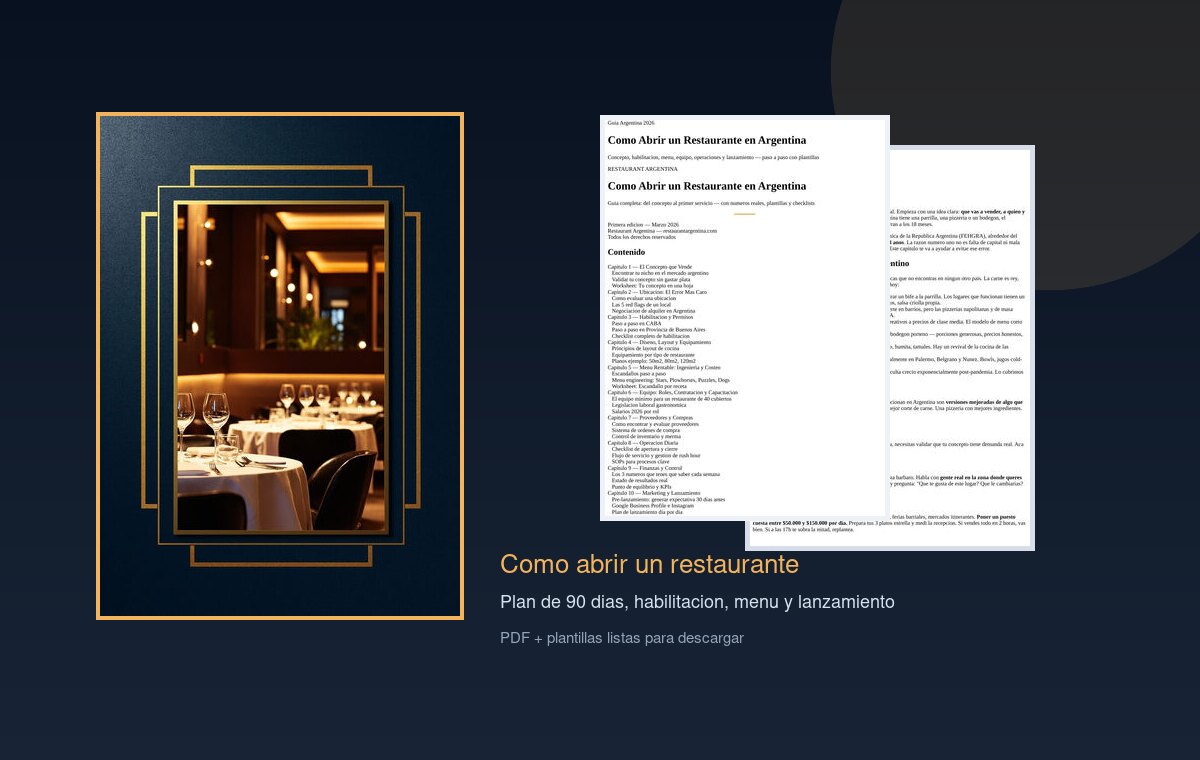 Mockup de Como Abrir un Restaurante en Argentina