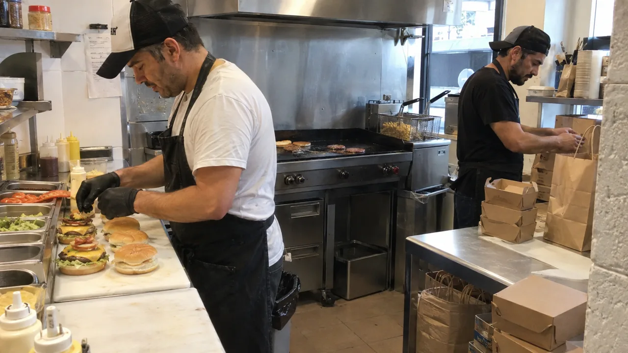 una hamburguesería · escena creada con IA
