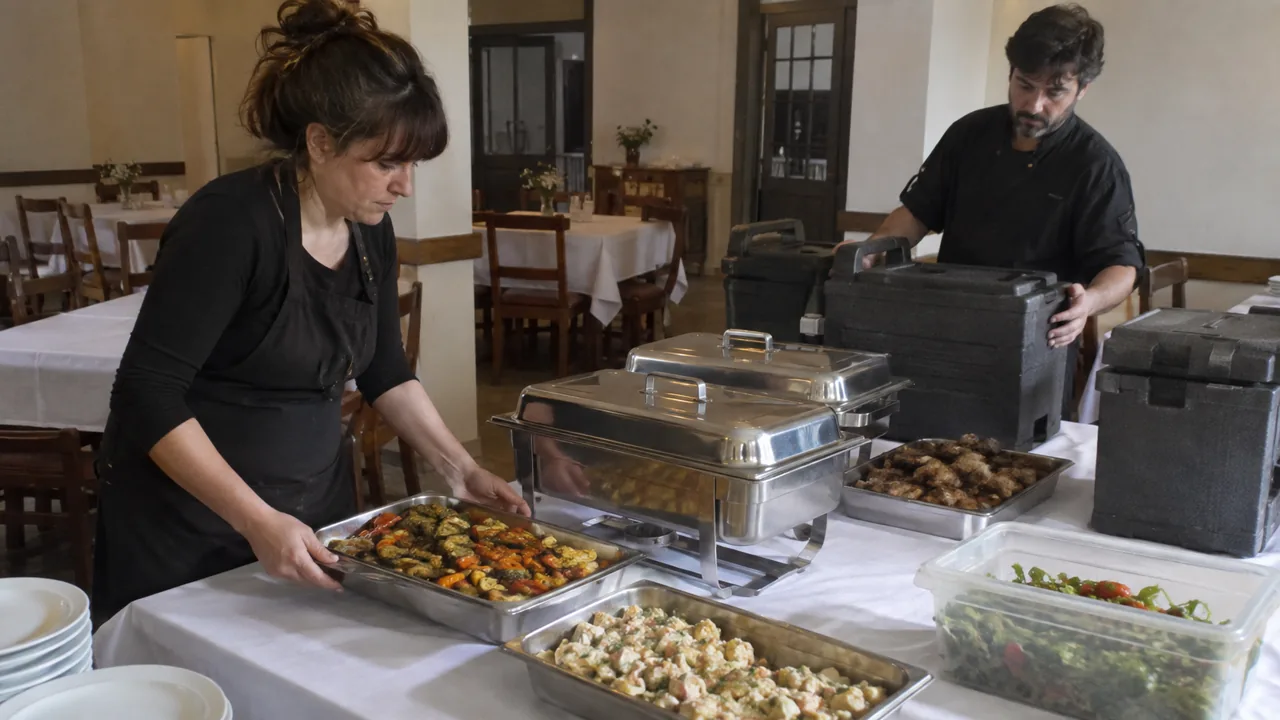 un catering · escena creada con IA