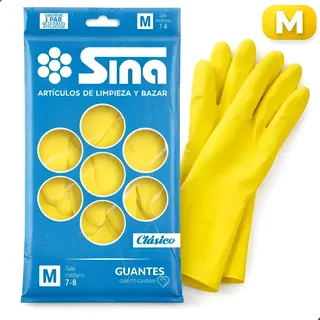 Guantes Limpieza Latex Amarillos 100% Premium Hogar Cocina M Amarillo
