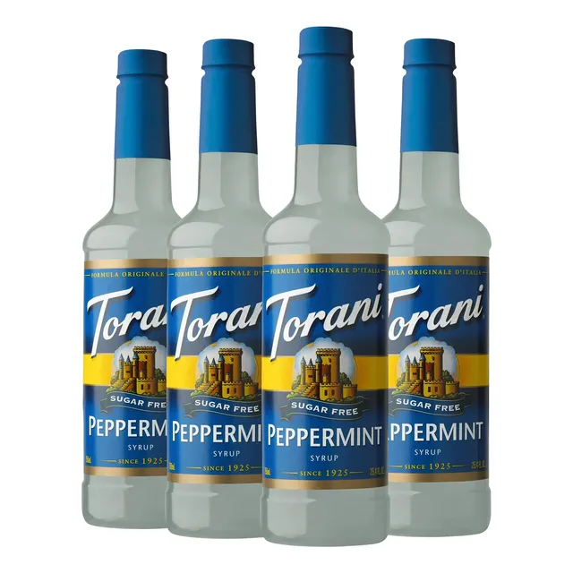 Sirope De Bebida Torani, Menta, Sin Azúcar, 750 Ml, Paquete 