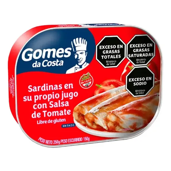 Conserva Sardinas Gomes Da Costa En Salsa X 250gr X 5 U