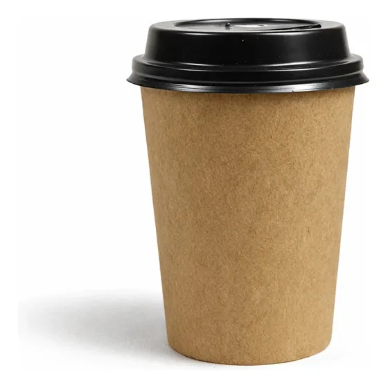 Vasos De Café Descartables Polipapel Kraft Con Tapa 8oz 100u