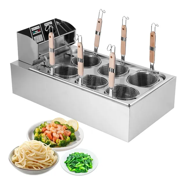 Cocedor De Pasta Comercial Jiawanshun, 6 Cestas, 110 V Plateado