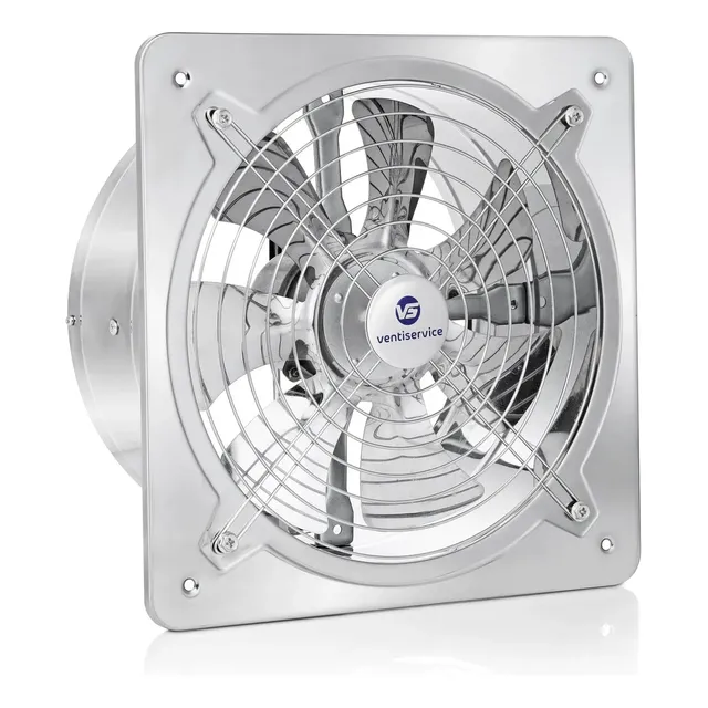 Extractor De Aire Industrial Cocina Ventiservice 30 Cm Axial a Rulemanes Acero Inoxidable - Modelo Vento