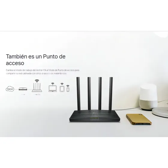 Router Tp-link Archer C6 Wifi 5 Gigabit Ac1200 Negro