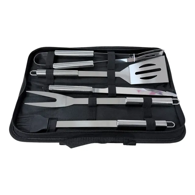 Equipo De Parrilla Con Tenedor Pinza Y Cuchillo En Bolso