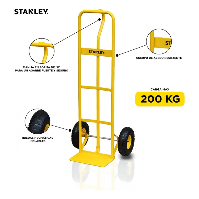 Carro Carreta Zorra Mano Stanley Carga 200kg Acero Manual
