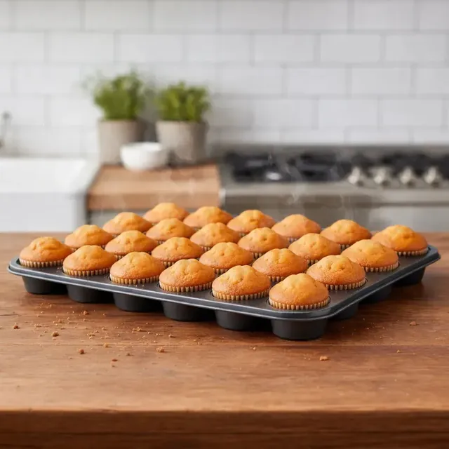 Molde X24 Mini Muffins Antiadherente Cupcakes Magdalenas Color Negro