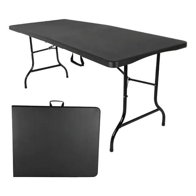 Mesa Plegable Zhome 180x70x74cm Rectangular Camping Exterior Negra