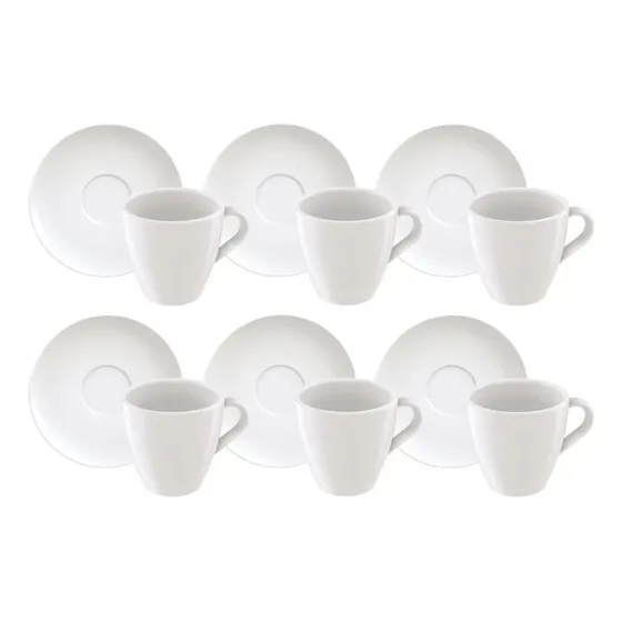 Juego Tazas Cappuccino Porcelana 200ml 12pz Tramontina Blanco