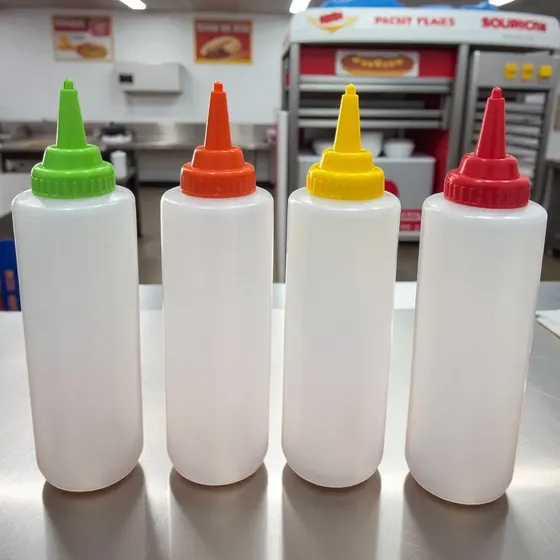 Pomo Aderezos Salsas Mostacero 22cm Pico Dosificador X6 U