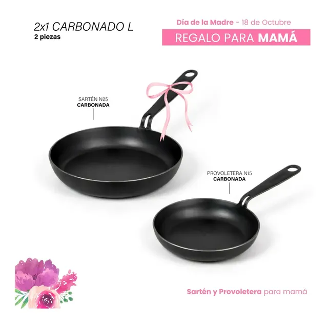 Combo 2x1 Sartén de Hierro Kankay N25 + N15 de Regalo Pieza Única Fundición Antiadherente Horno Fuego Directo