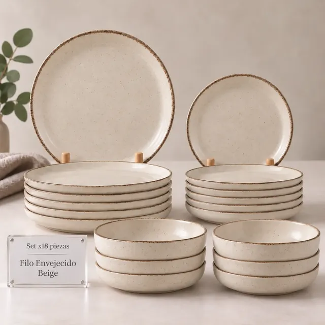 Set Vajilla Porcelana 18 Piezas Plato Playo Hondo Postre