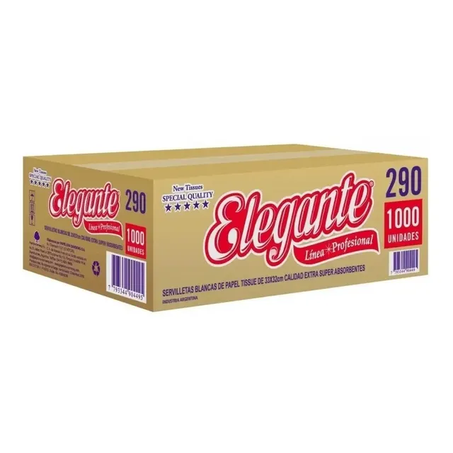 Servilleta 33x32 Elegante Papel Mesa X 1000 Un Blanco (290)