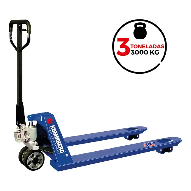 Zorra de Carga Hidráulica 3 toneladas Pallet Carro Reforzada 3000 Kg 685mm Manual Kommberg