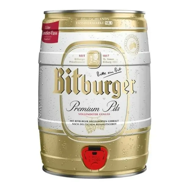 Cerveza Alemana Barril Bitburger Premium Pils 1 X 5 Litros