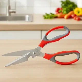 Tijera Cocina Multifuncion Pollo Destapador Nueces Acero Naranja