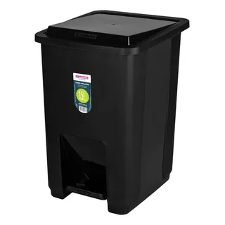 Tacho De Basura Cesto Residuos Pedal Plástico Sanremo 15lts Negro