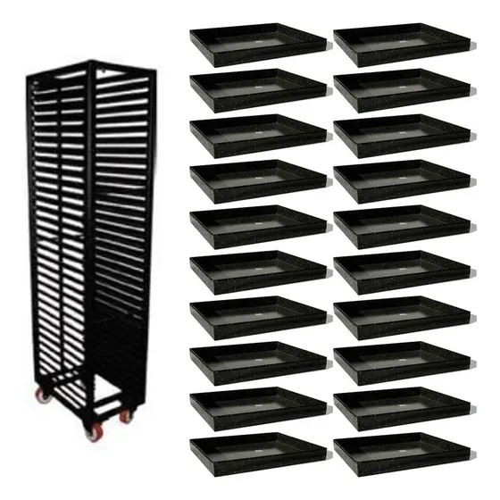 Carro Rack + 20 Bandejas 40x60 Enlozadas De Panaderia !